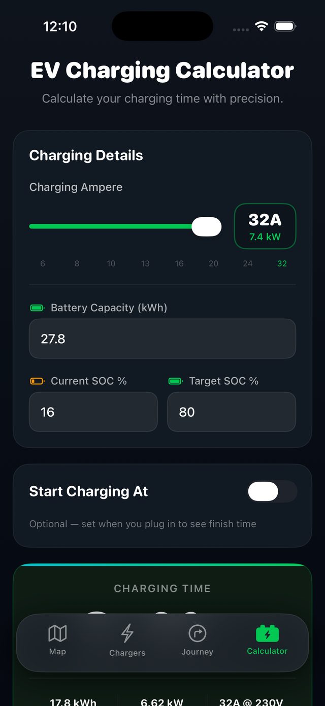 ChargePK charging time calculator